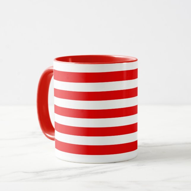 Weihnachtsrote gestreifte Tasse (Vorderseite Links)