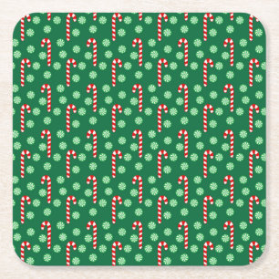 Weihnachtsrote grüne Candy Canes Rechteckiger Pappuntersetzer