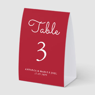 Weihnachtsrote Hochzeitstisch-Nummer Tischaufsteller