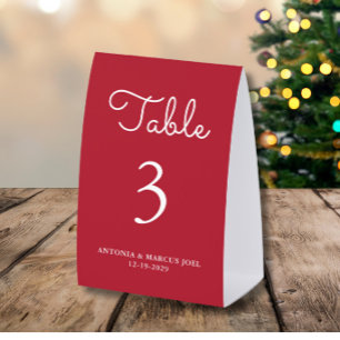 Weihnachtsrote Hochzeitstisch-Nummer Tischaufsteller