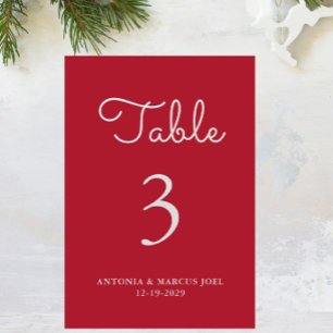 Weihnachtsrote Hochzeitstisch-Nummernkarte Tischnummer
