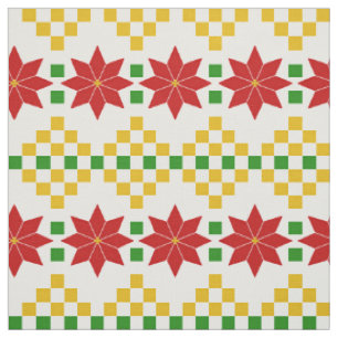 Weihnachtsrote Poinsettien Geometrischer Stoff
