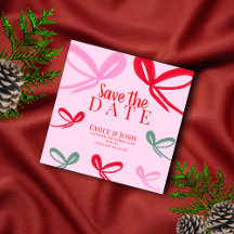 Weihnachtsrote Schleifen Multicolor Save the Date 