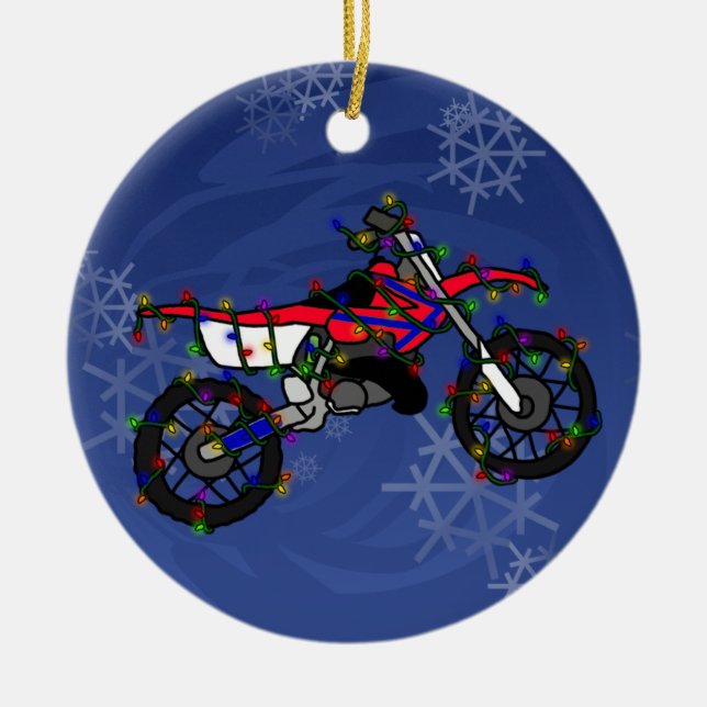 Weihnachtsrote Schmutz-Fahrrad-Verzierung Keramikornament (Vorne)