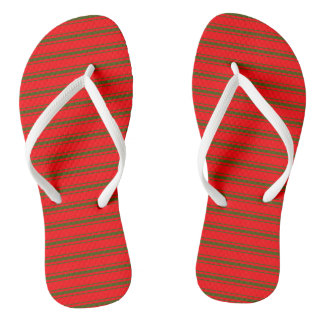 Weihnachtsrote und grüne Bettstreifen Flip Flops
