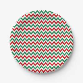Weihnachtsrote und grüne Chevron-Papierteller Pappteller
