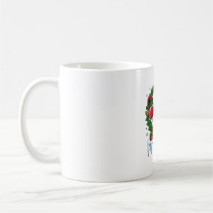 Weihnachtsrote Weingläser Stechpalmenkranz Schneem Kaffeetasse