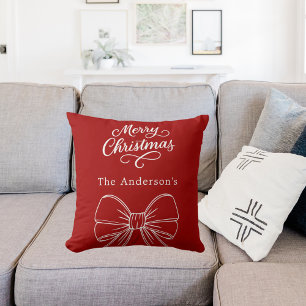 Weihnachtsrote weiße Schleife Schrift Kissen