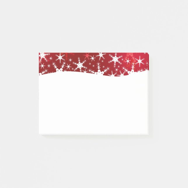 Weihnachtsrote Winter-Schneeflocken Post-it Klebezettel (Vorderseite)