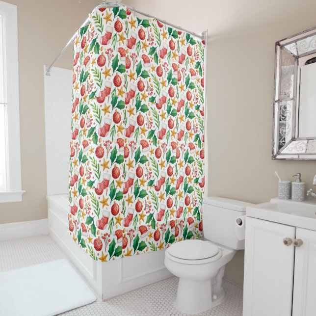 Weihnachtsroter Bulben, Poinsettia Teile und Nut Duschvorhang (Beispiel)