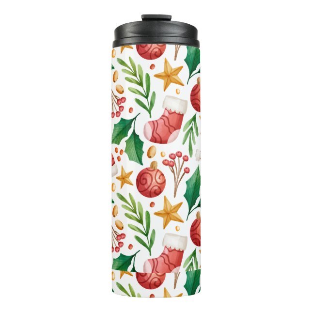 Weihnachtsroter Bulben, Poinsettia Teile und Nut Thermosbecher (Vorderseite)