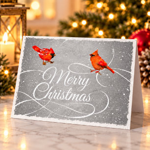 Weihnachtsroter Kardinal Vogelarten Imitate Silber Feiertagskarte