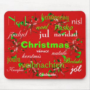 "Weihnachtsroter Kranz auf der ganzen Welt ich" Mousepad