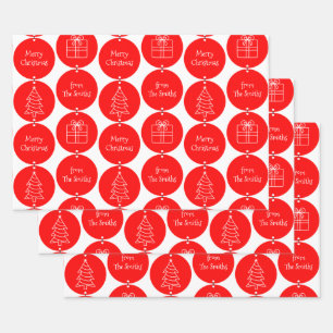 Weihnachtsroter Kreislauf - Kundenname Geschenkpapier Set