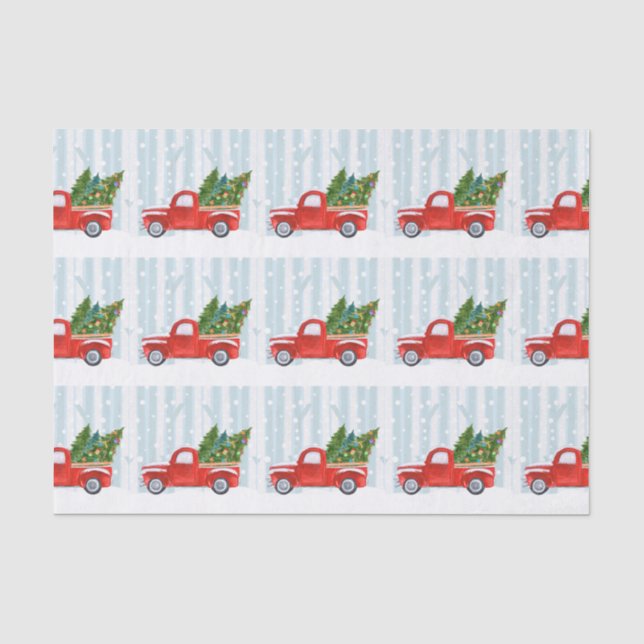 Weihnachtsroter Lieferwagen-LKW auf einer Seidenpapier (Vorderseite)