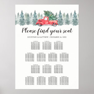 Weihnachtsroter LKW 14 Tischplattentabelle Poster