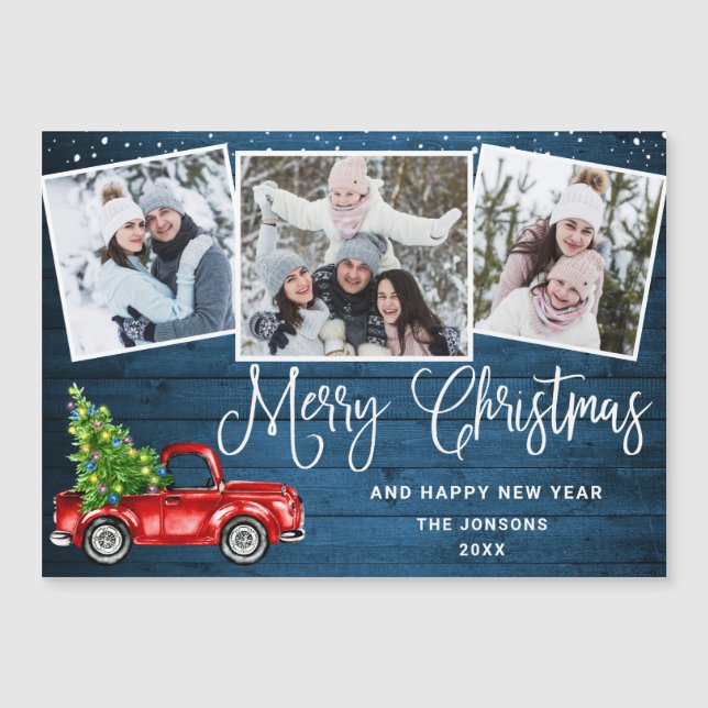 Weihnachtsroter LKW 3 Foto Magnetkarte (Vorderseite)