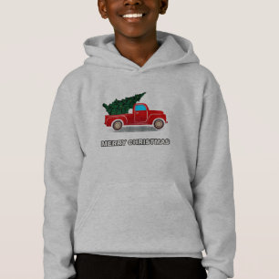 Weihnachtsroter LKW-Baum-Geschenk für Xmas-Urlaub Hoodie