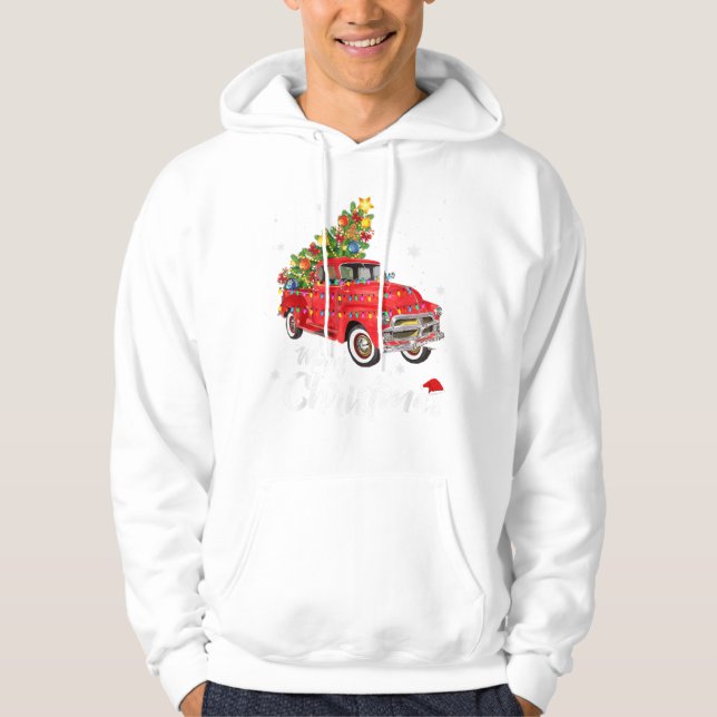Weihnachtsroter LKW Xmas Baum Vintag G Hoodie (Vorderseite)