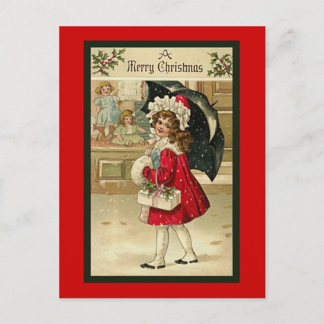 "Weihnachtsroter Mantel-" Postkarte (Vorderseite)