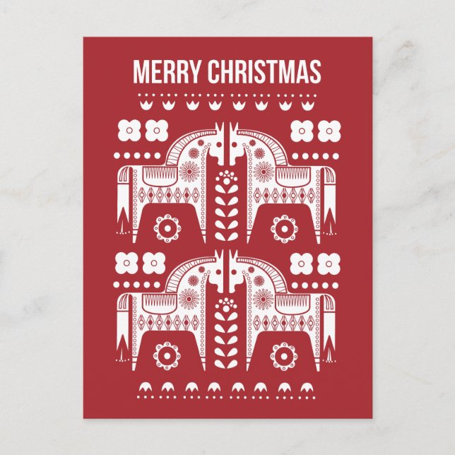 Weihnachtsroter Rentier Skandinavischer Nordischer Postkarte (Vorderseite)