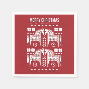 Weihnachtsroter Rentier Skandinavischer Nordischer Serviette