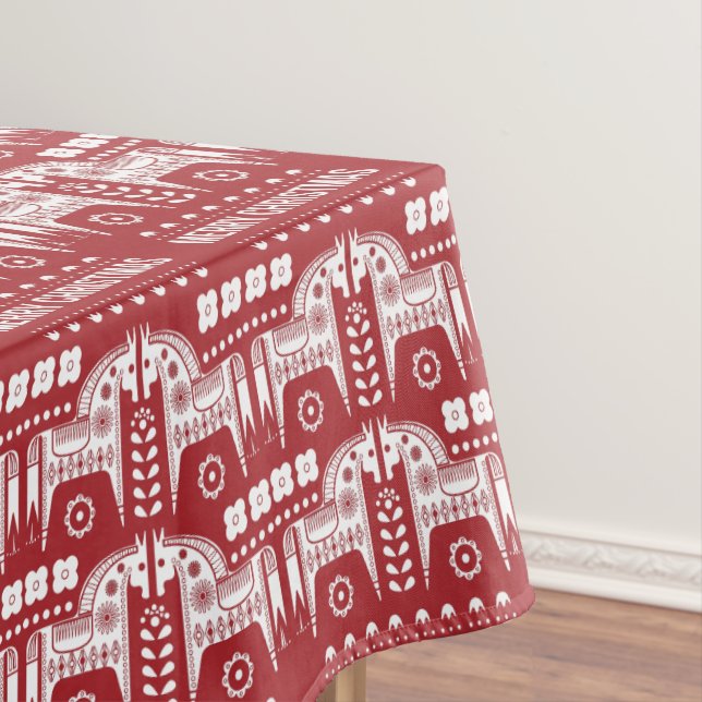 Weihnachtsroter Rentier Skandinavischer Nordischer Tischdecke (Beispiel)