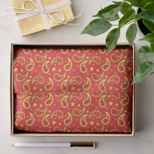 Weihnachtsroter Stern und Paisley-Muster festlich Seidenpapier