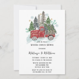 Weihnachtsroter Vintager Lkw und Baumhochzeit Einladung