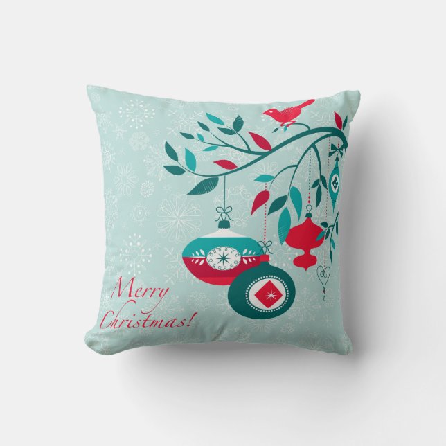 Weihnachtsroter Vogel und Zierstil Art Deko Kissen (Vorderseite)