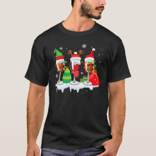 Weihnachtsroter Weinglas Weihnachtsmannhut für Fra T-Shirt