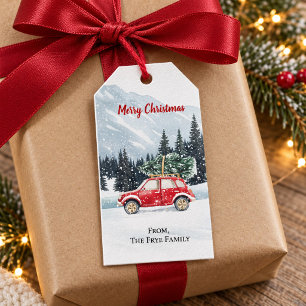 Weihnachtsrotes Auto Baum Urlaub Geschenkanhänger