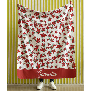 Weihnachtsrotes florales Botanik Fleecedecke