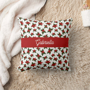 Weihnachtsrotes florales botanisches Muster Kissen