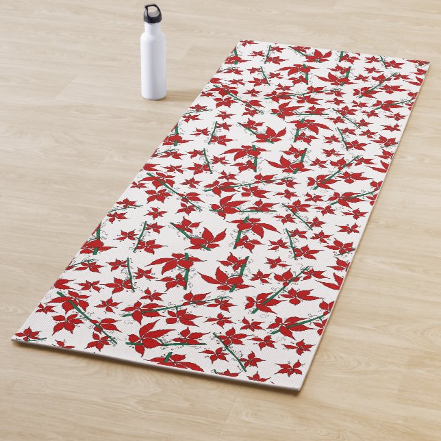 Weihnachtsrotes florales botanisches Muster Yogamatte (Beispiel)
