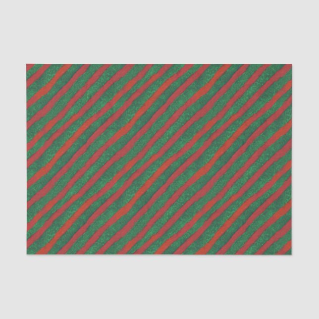 Weihnachtsrotes Grün Stripes Feiertag Seidenpapier (Vorderseite)