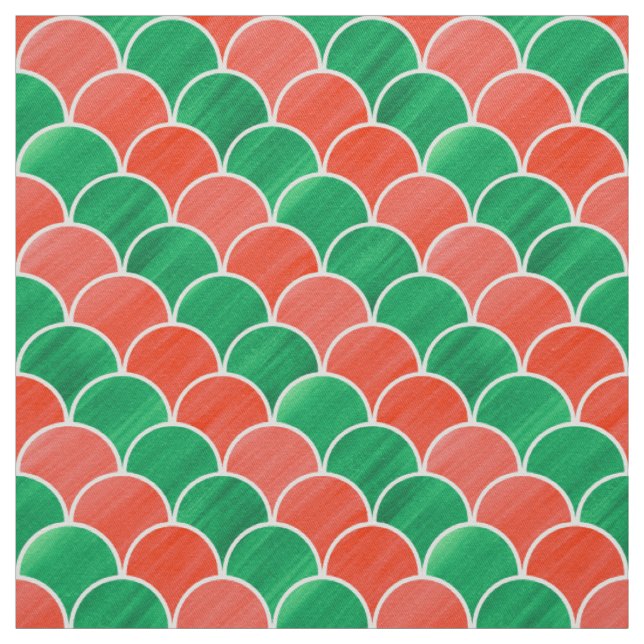 Weihnachtsrotes grünes Skala-Muster-Gewebe Stoff (Muster)