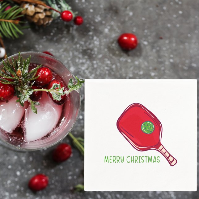 Weihnachtsrotes Pickleball-Schläger-Design Festlic Serviette (Von Creator hochgeladen)