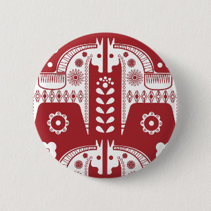 Weihnachtsrotes Rentier Skandinavischer Nordischer Button