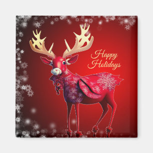 Weihnachtsrotes-Rentier-Winterferien Magnet