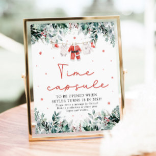 Weihnachtsrotes Santa-Baby-Shower-Time-Capsule-Sch Poster