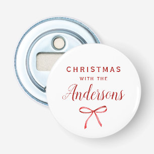Weihnachtsrotes Schleifenmonogramm Flaschenöffner