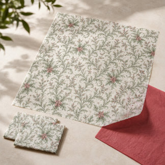 Weihnachtsrotes und grünes Blattmuster Seidenpapier