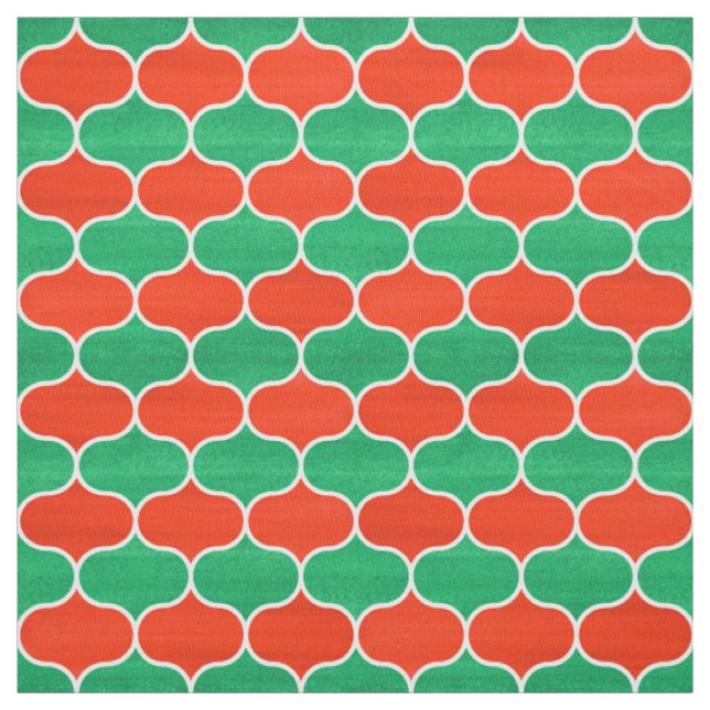 Weihnachtsrotes und grünes geometrisches Ogee Stoff (Muster)
