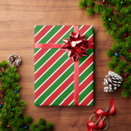 Weihnachtsrotes und grünes Streifen Umschlagpapier Geschenkpapier