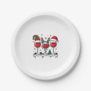 Weihnachtsrotweingläser Feiertagsvektor Pappteller