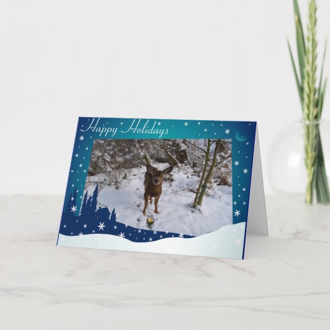 Weihnachtsrotwild Feiertagskarte (Vorderseite)