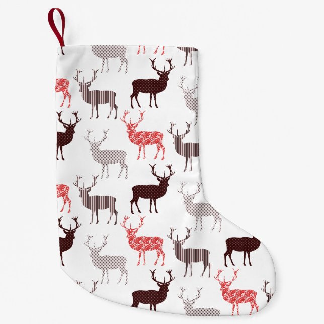 Weihnachtsrotwild-/-ren-dekoratives Muster Kleiner Weihnachtsstrumpf (Vorderseite)