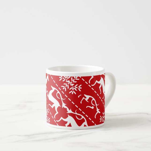 Weihnachtsrotwild-rotes und weißes espressotasse (Vorderseite Rechts)