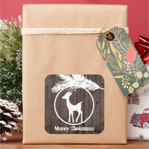 Weihnachtsrüberstiere hinzufügen Textaufkleber Quadratischer Aufkleber